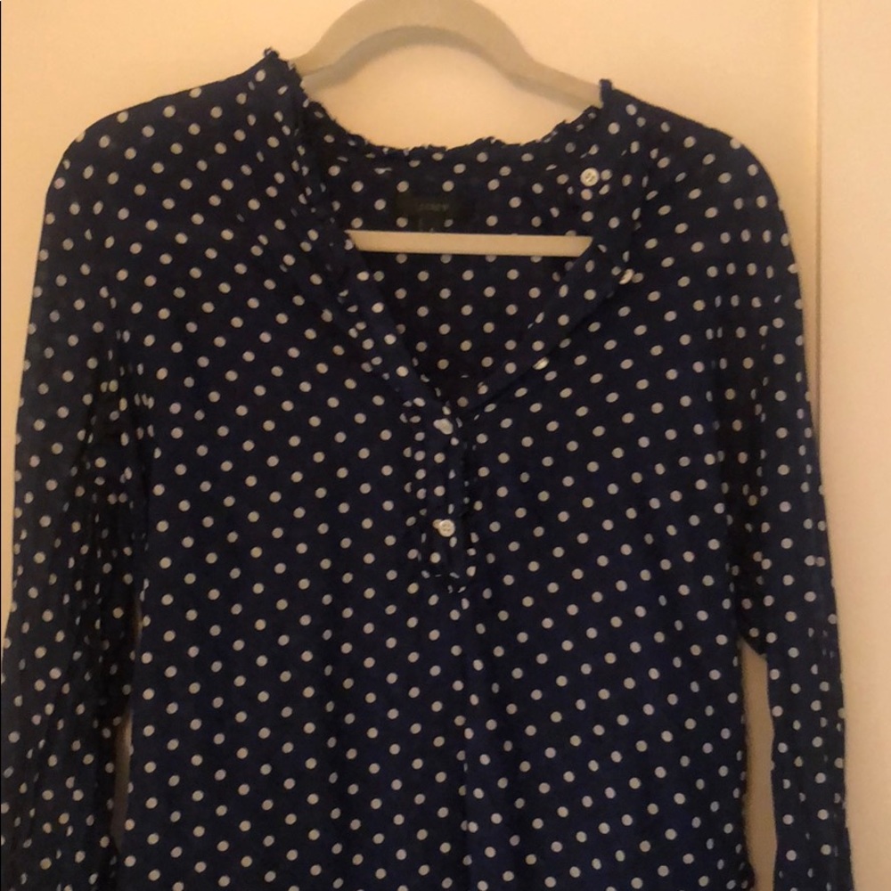 Jcrew gently used navy polka dot button up